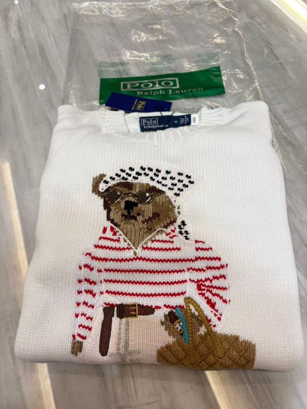 Polo Ralph Lauren White Vacation Bear Crewneck Sweater - Picture 2 of 7